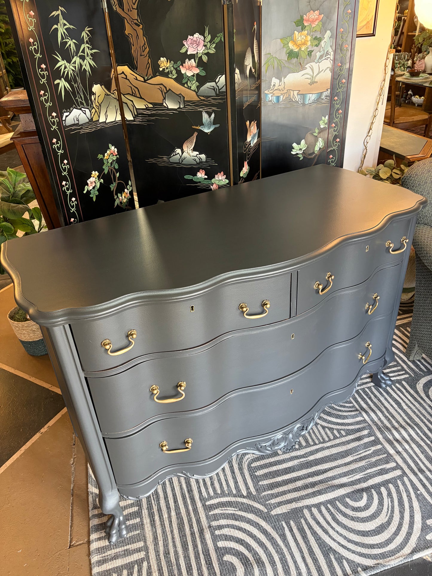 Soft Black Antique Dresser