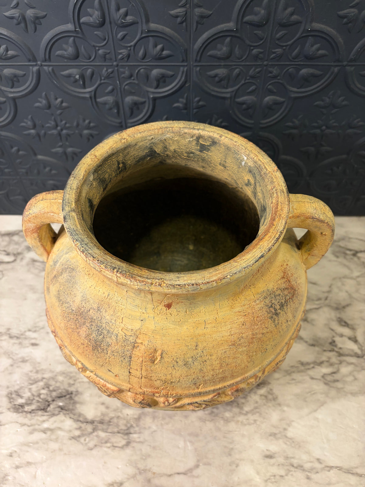 Two  Handled Tan Pottery Jug
