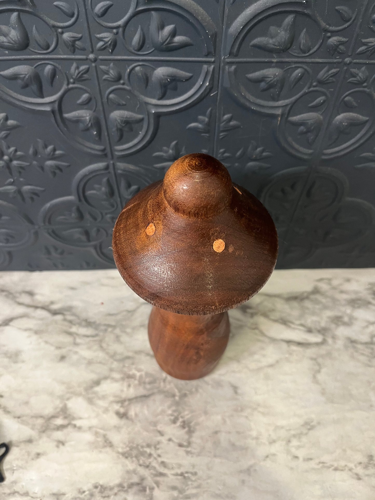 Hand Carved Wooden Mushroom 9"