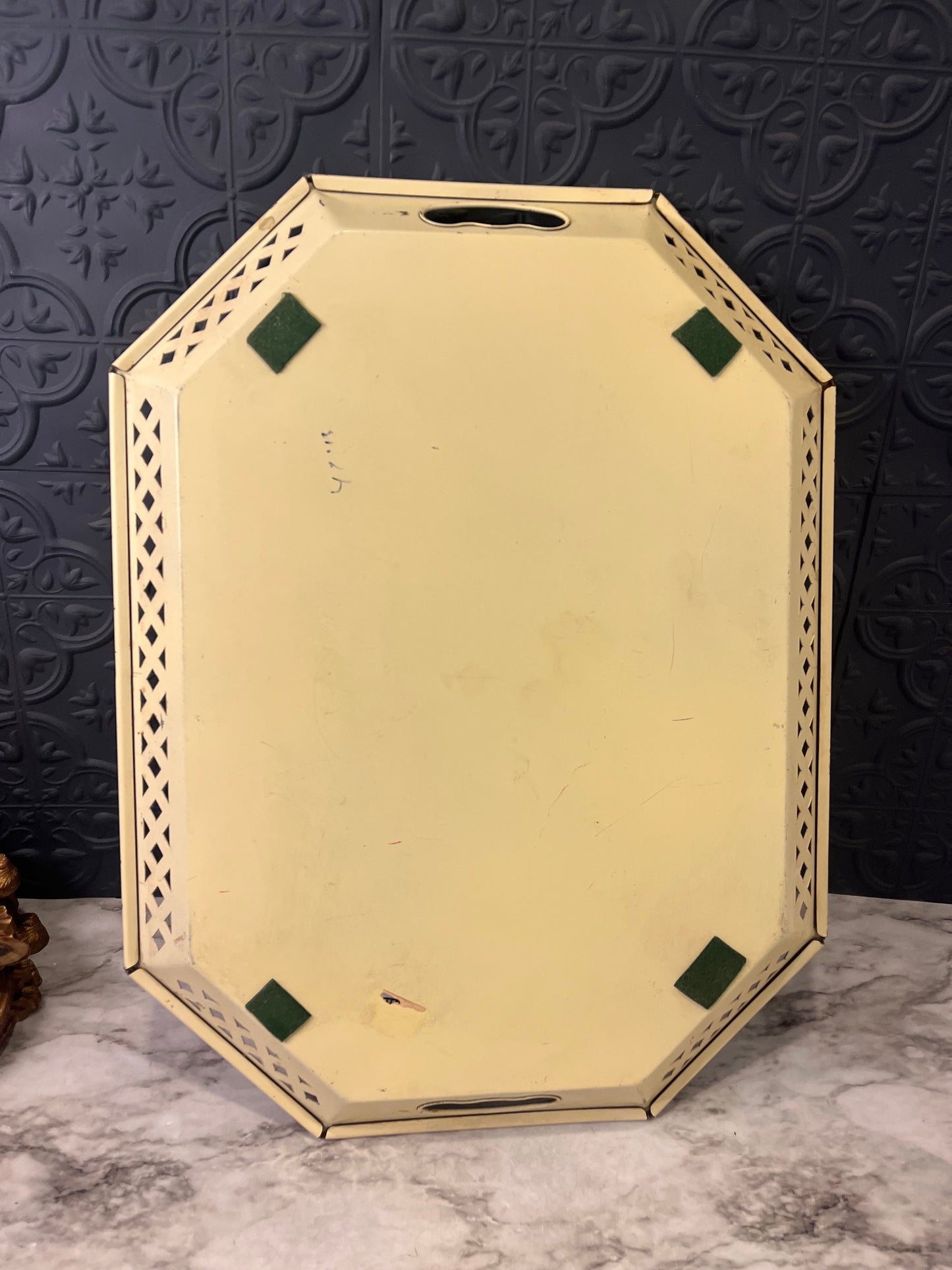 Floral Hand Painted gold tray
