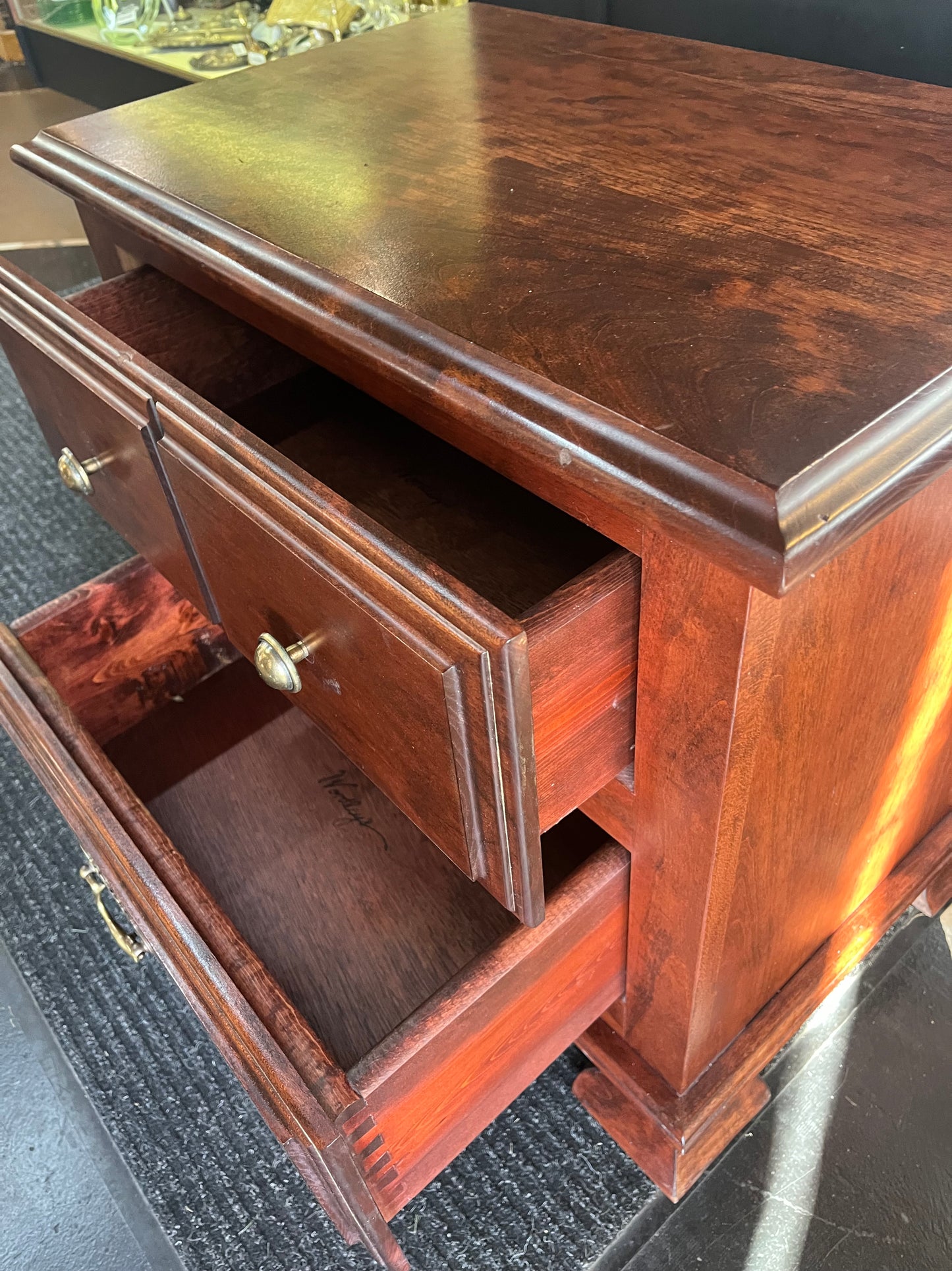 Small Dark 2 Drawer Nightstand