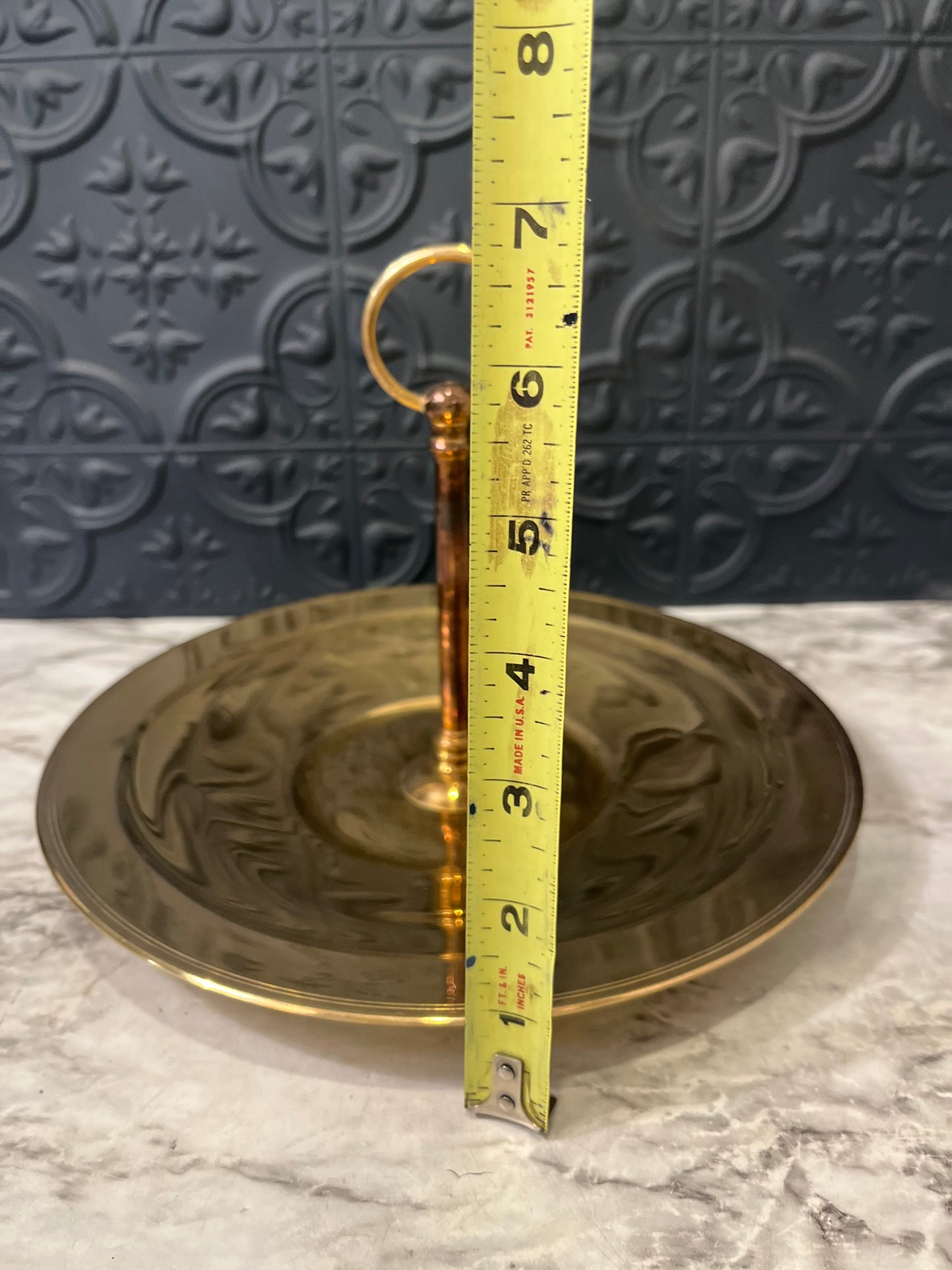 Round Brass Center Handle ServingTray