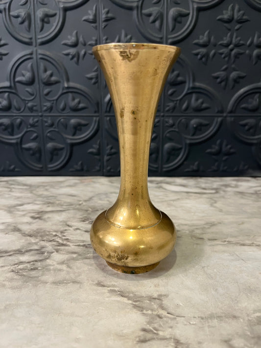 Small Fluted Brass Vase 5.5