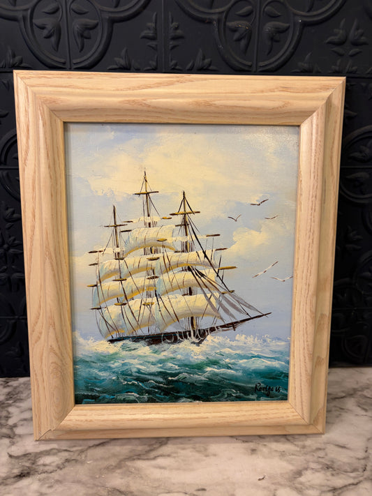 Original Oil Painting of Ship