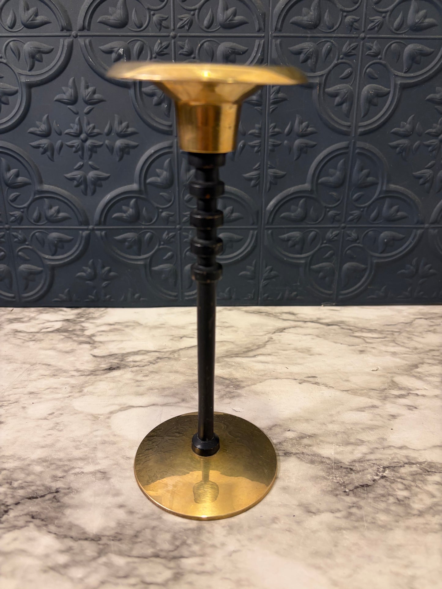 8" brass candle Holder with Black Stem