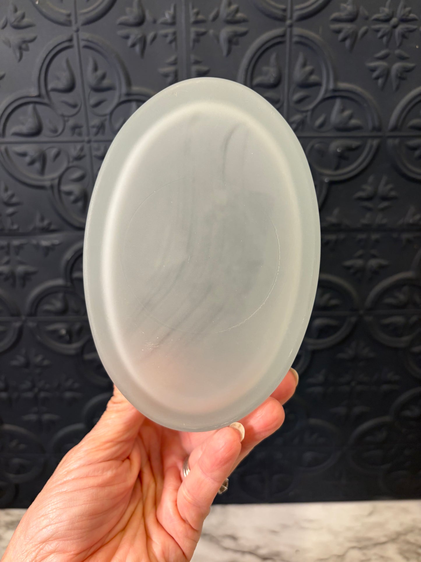 Frosted Glass Oval Dish