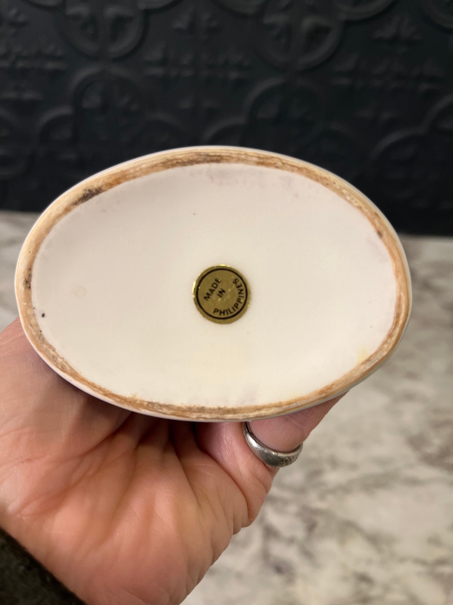 Vintage Blue and White Vase Oblong Trumpet Style