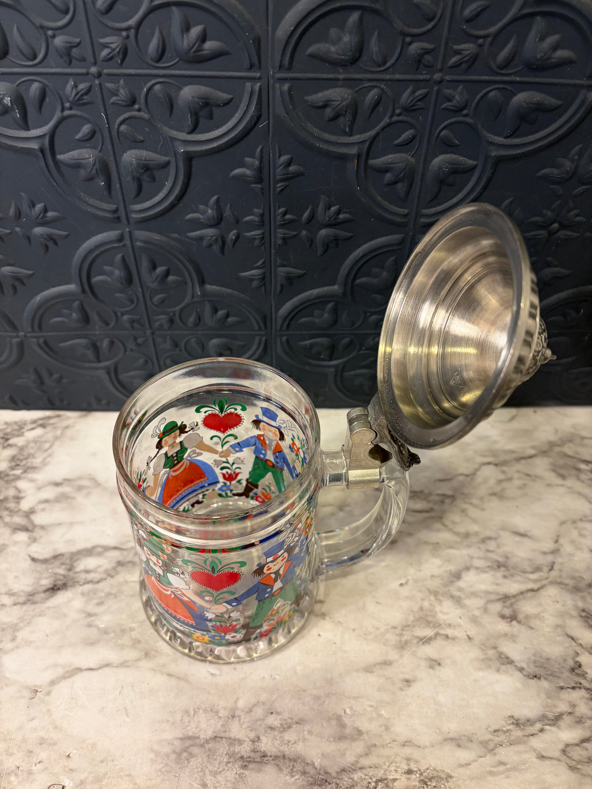 Vintage German Stein with Pewter lid
