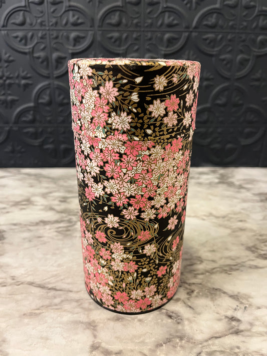 Pink and Black Floral Tea Canister
