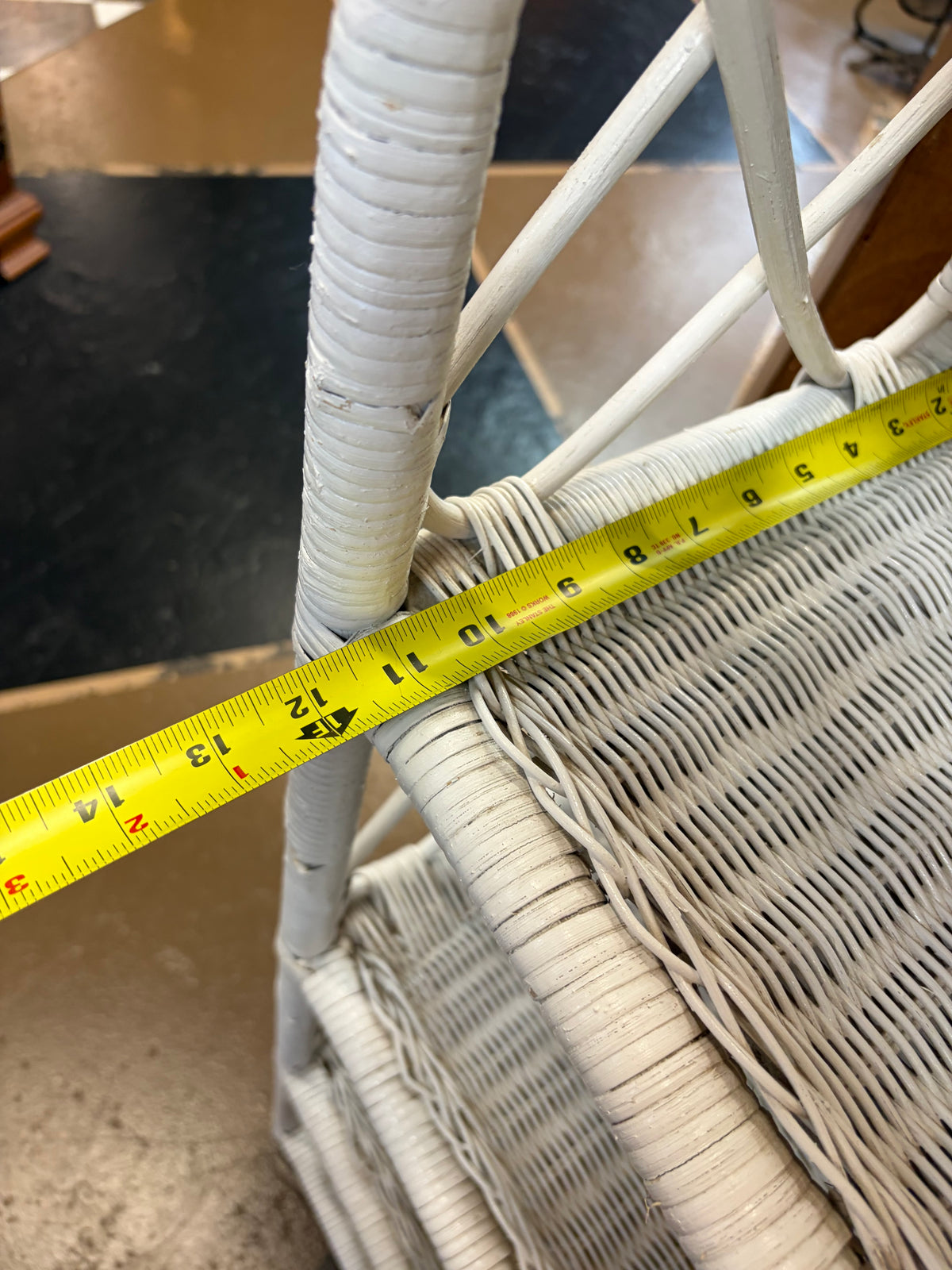 Narrow White Wicker Shelf
