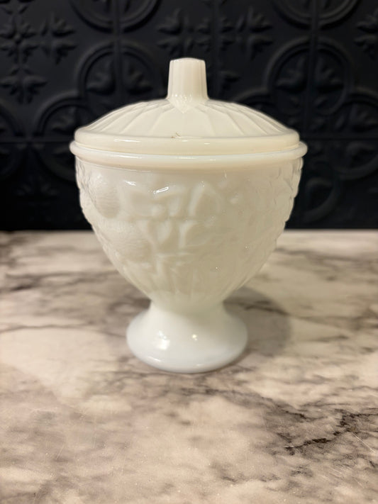 Avon Milk Glass Lidded Candy Dish