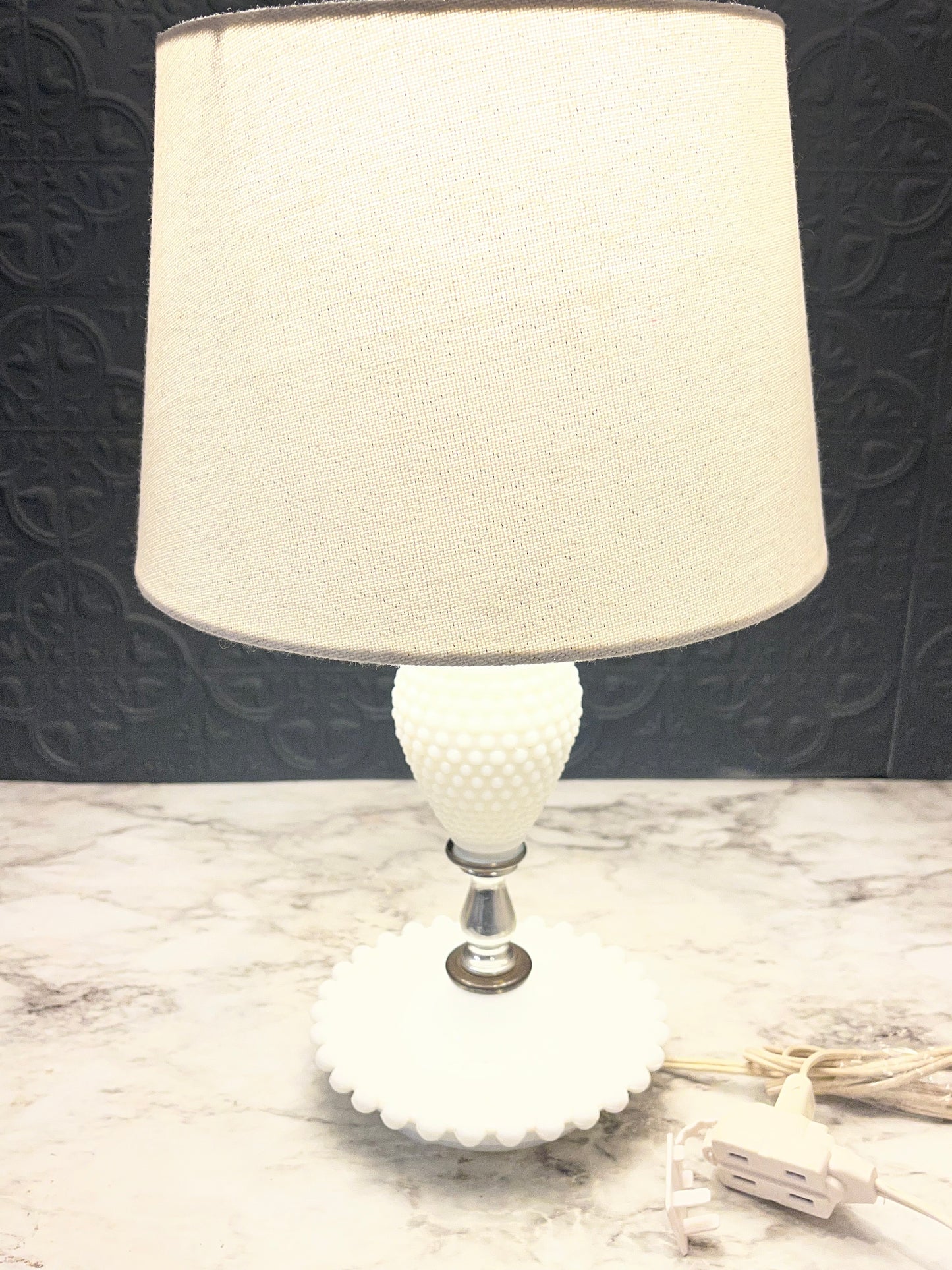 Milkglass Hobnail Lamp 16"tall