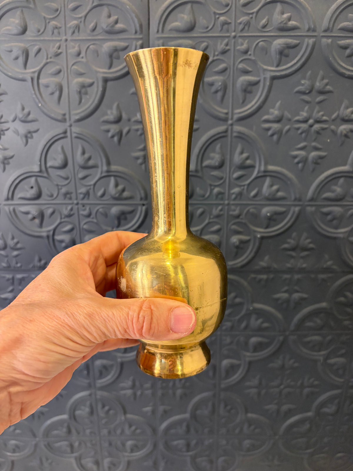 7.25" Fluted Brass Vase