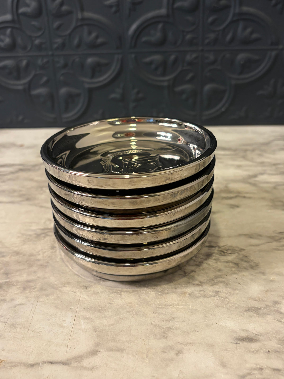 Mercury Glass Spartan Coasters Set of 6