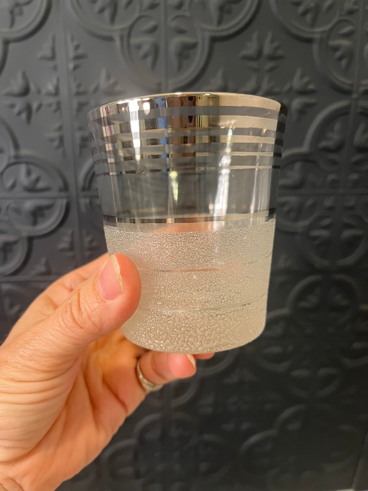4 MCM Frosted Rocks Glasses West Virginia Glass co