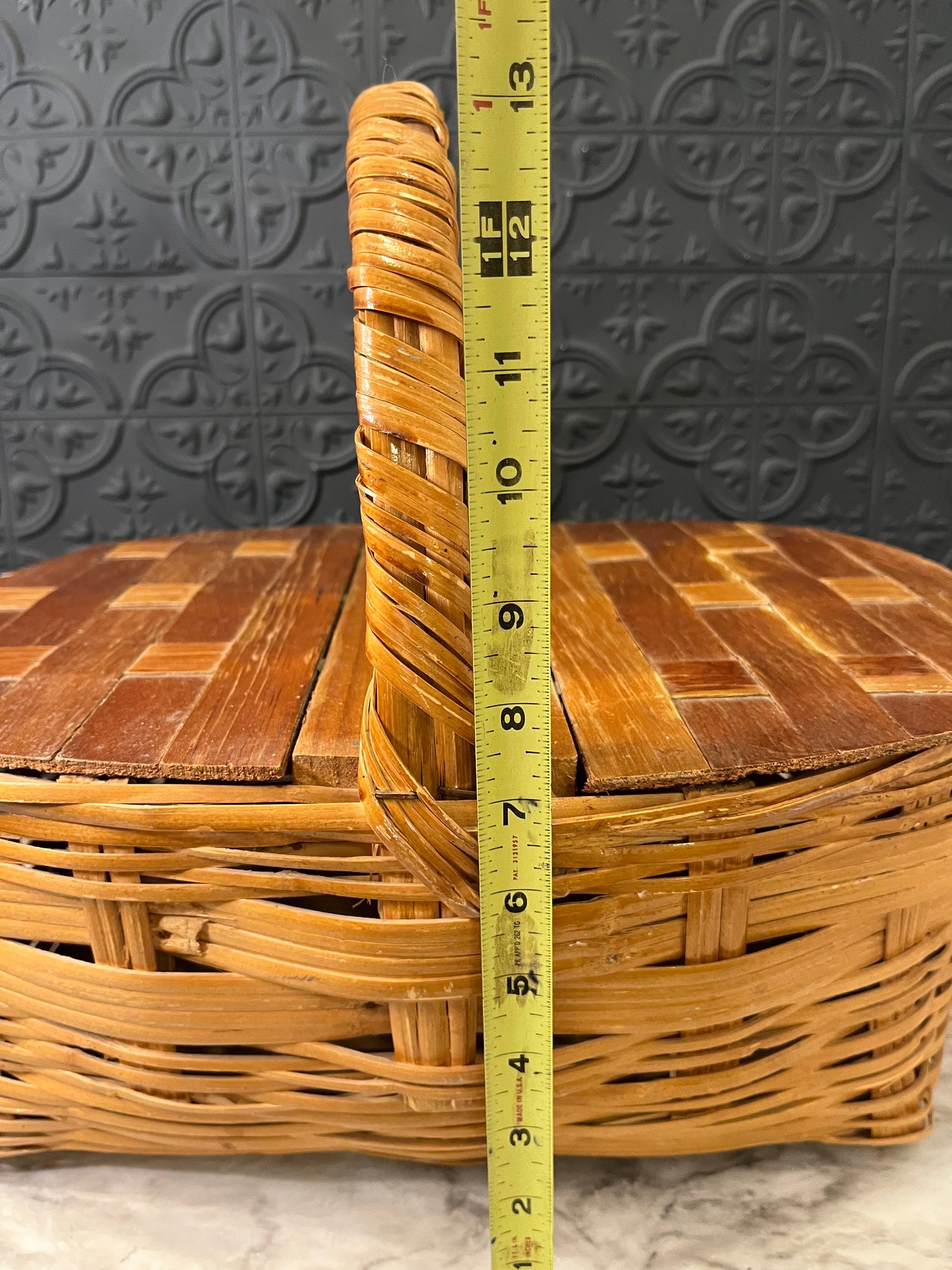 Woven Vintage Picnic Basket AS IS
