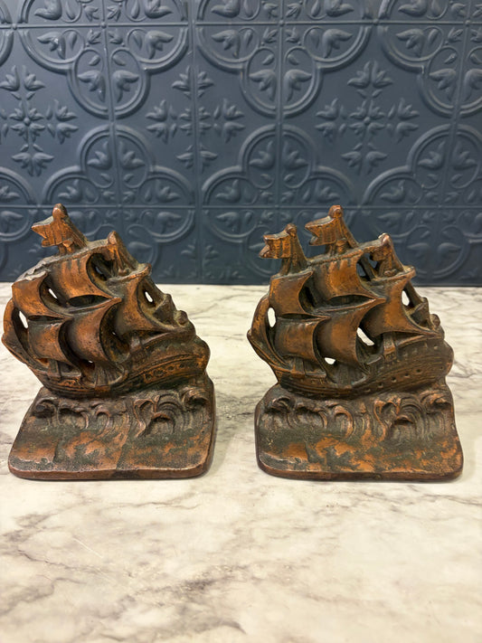 Cast Iron Ship Bookends or Door Stops