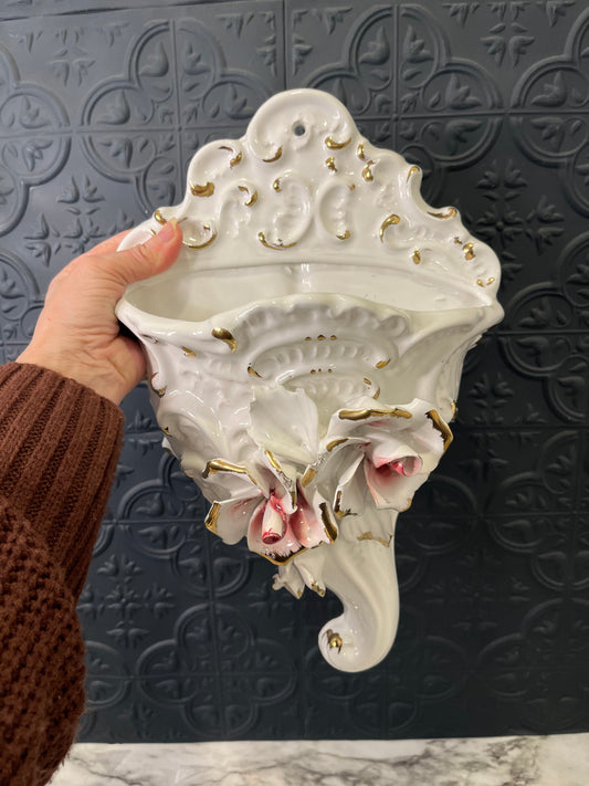 Porcelain Floral Wall Vase by Capodimonte