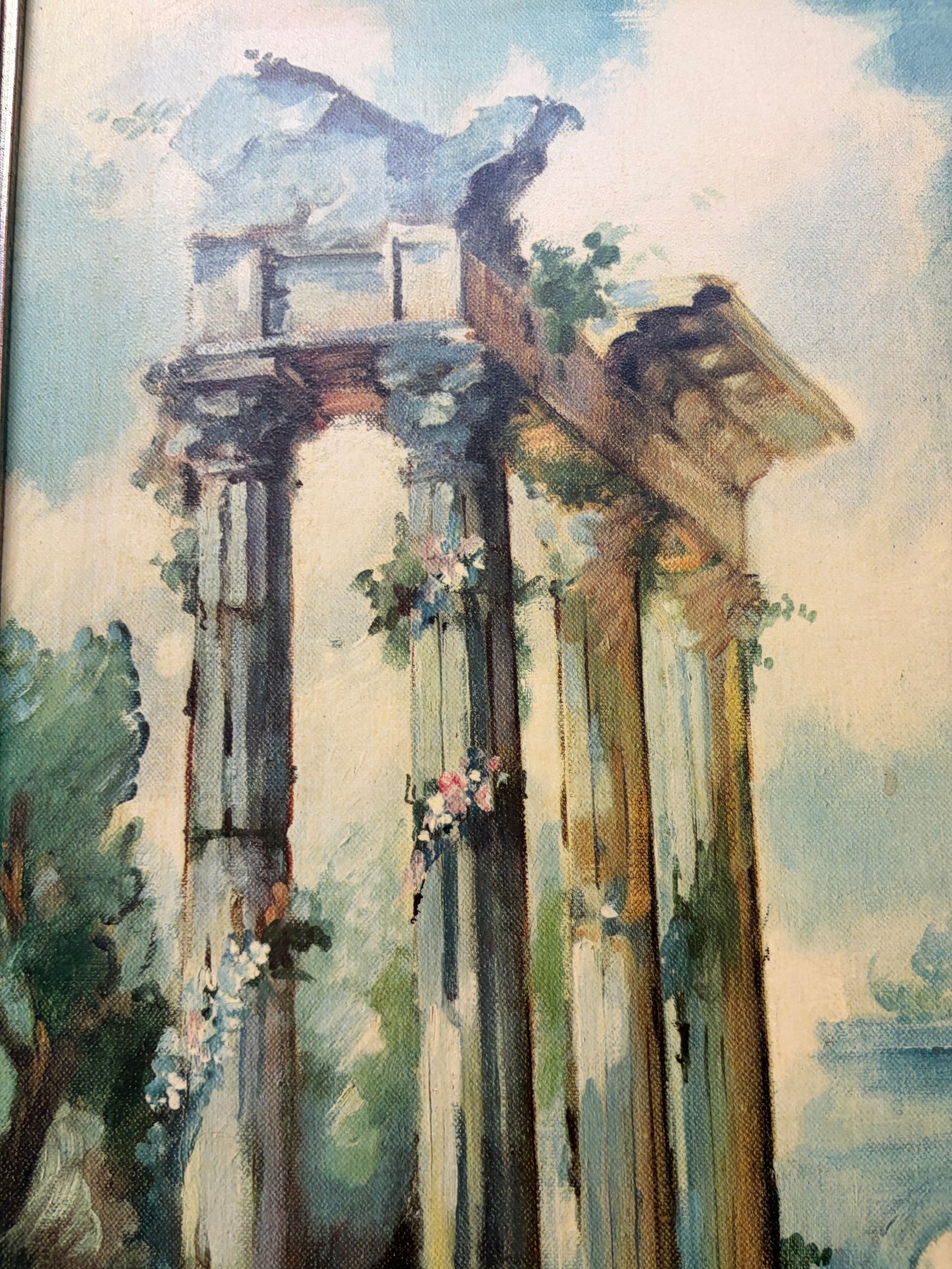 Print on Board Titled Tempio Della Fortuna by Roderic Montagu