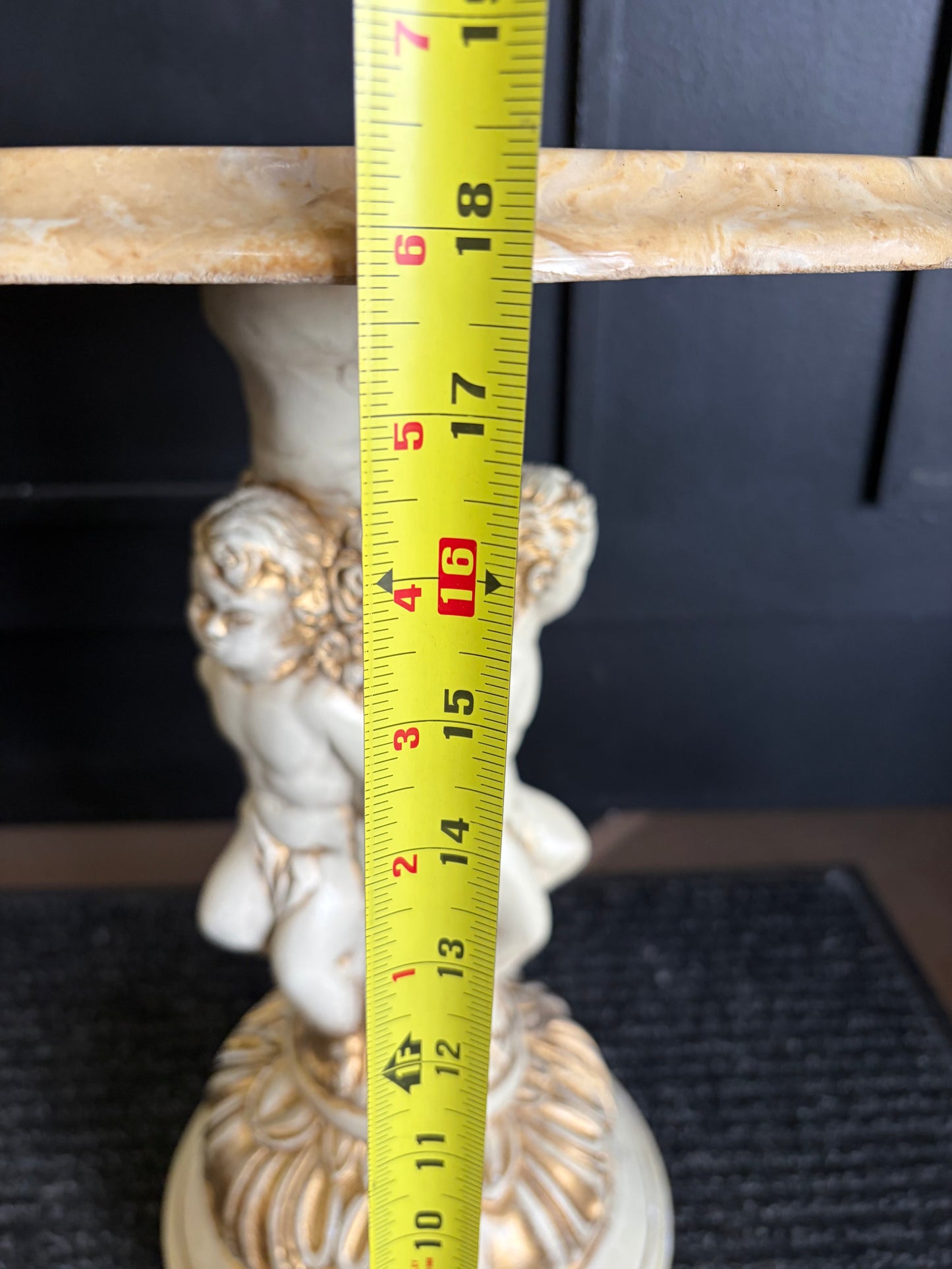 Cherub Side Table with Round MarbleTop