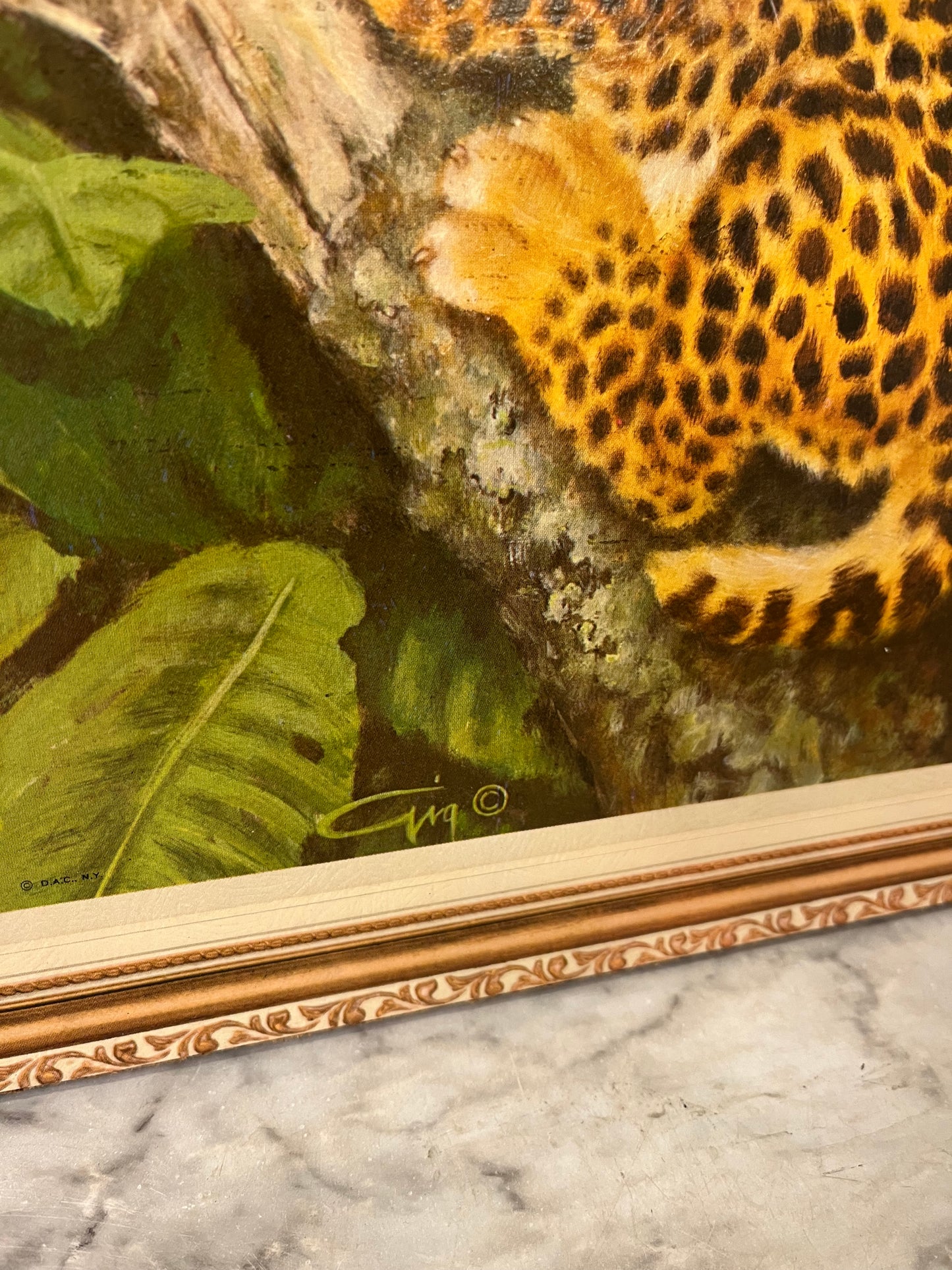 Vintage Big Eye Leopard Print on board