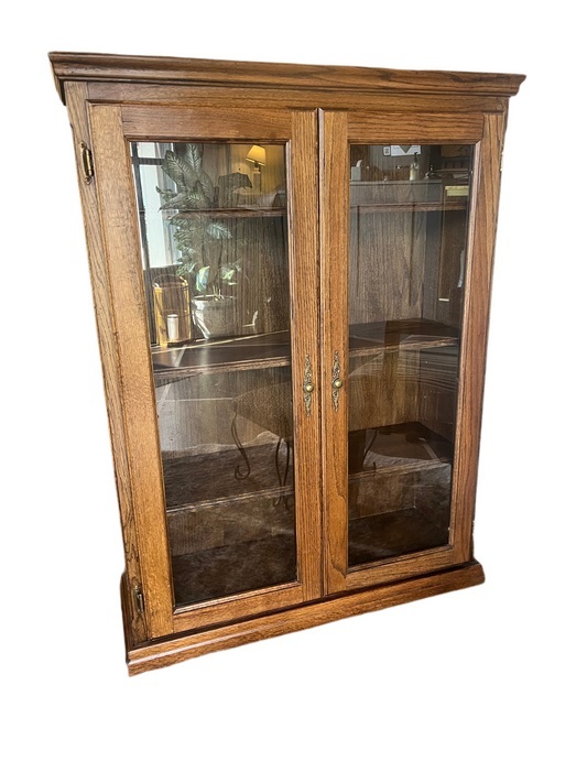 Dark Oak Bookcase with glass Doors