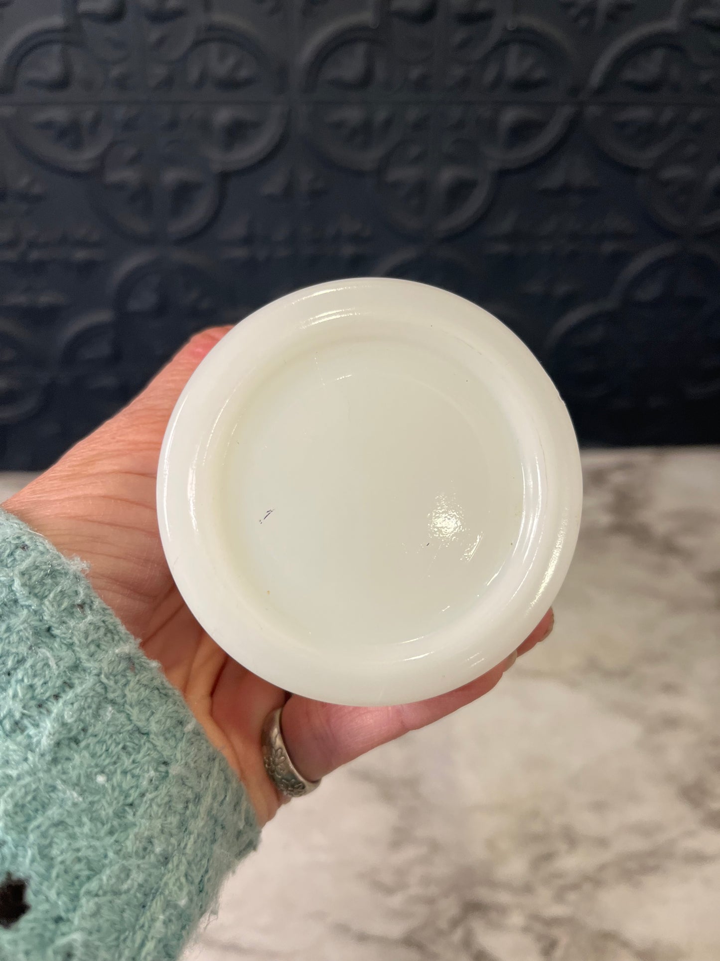 Anchor Hocking Milk Glass Vase with Teardrop design