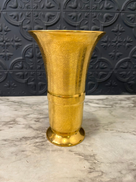 Pickard Gold Encrusted Trumpet vase with Green