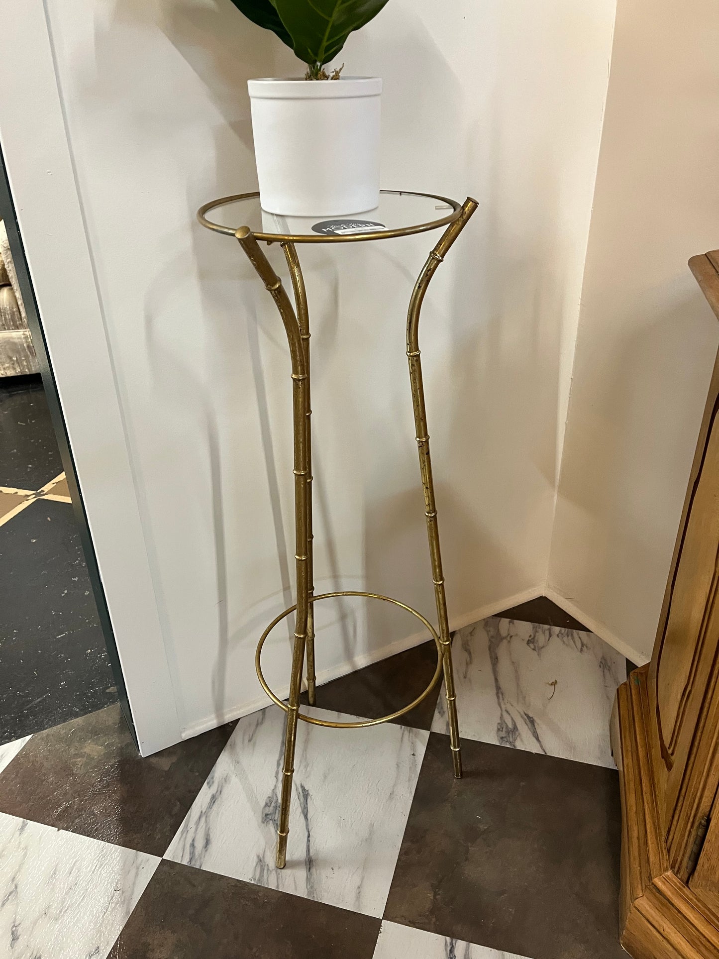 Brass Bamboo Plant stand Tall
