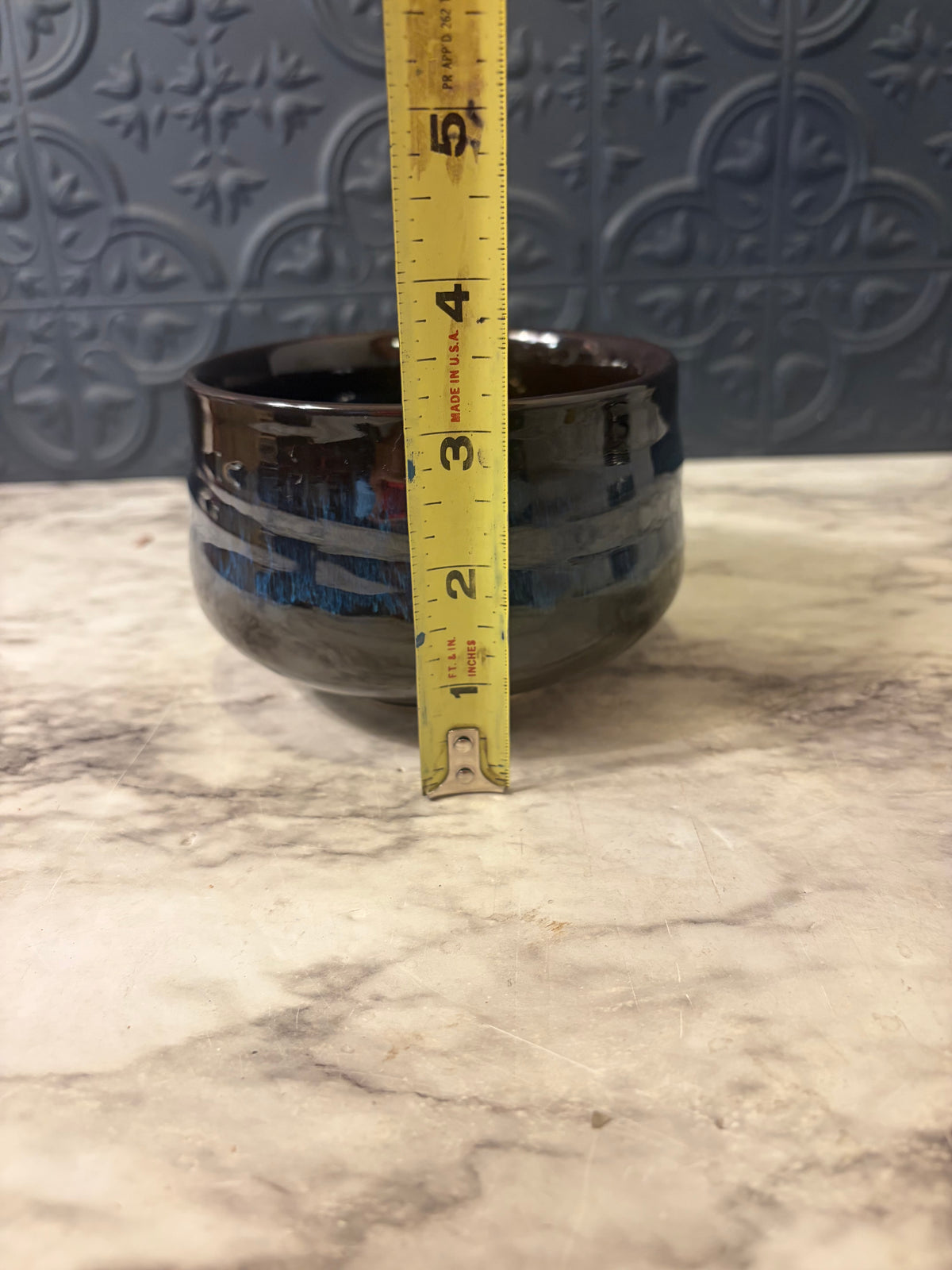 Jianzhan Ceramic Tea Bowl with Vibrant Blue Starburst