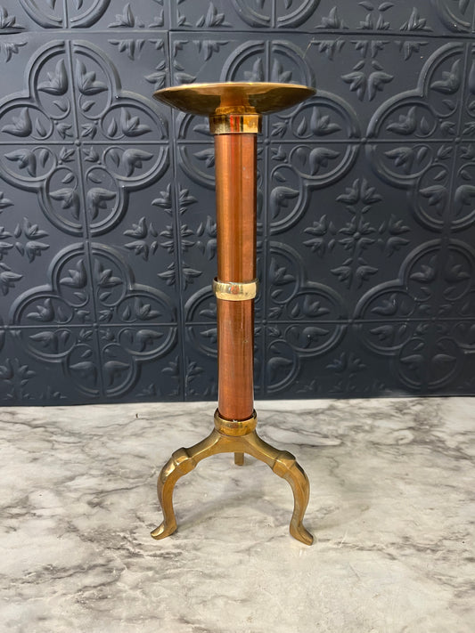 Copper and Brass Tripod Pillar Holder