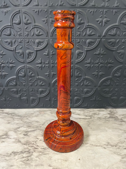 Marbled Wood Candle Holder