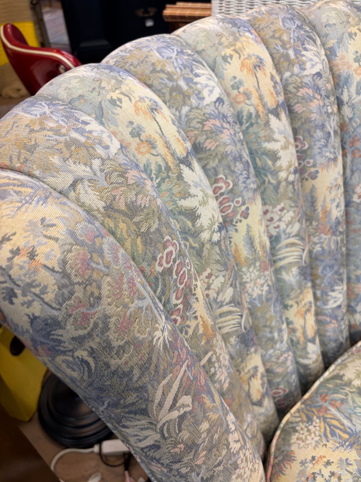 Pastel Tapestry Sitting Chair with Fan Back