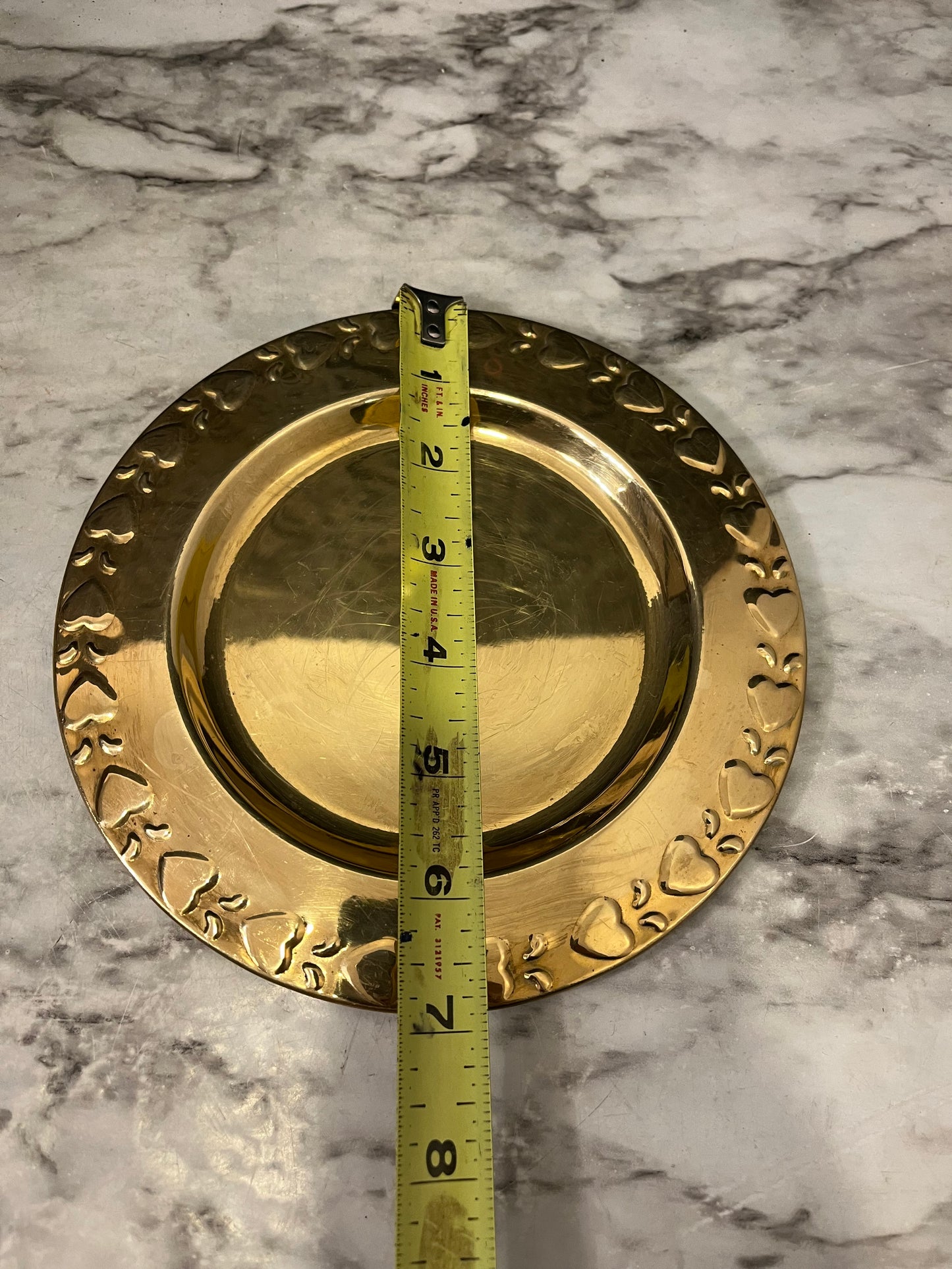 Brass Plate 7" with Heart Relief