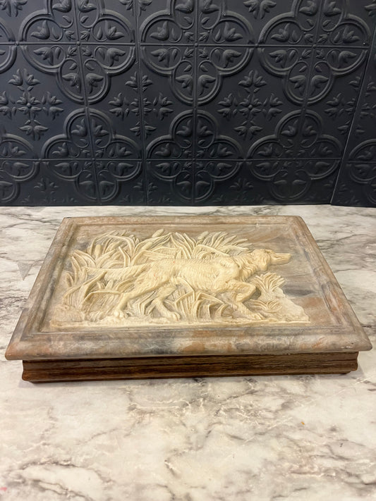 Hunting Dog Incolay Jewelry Box