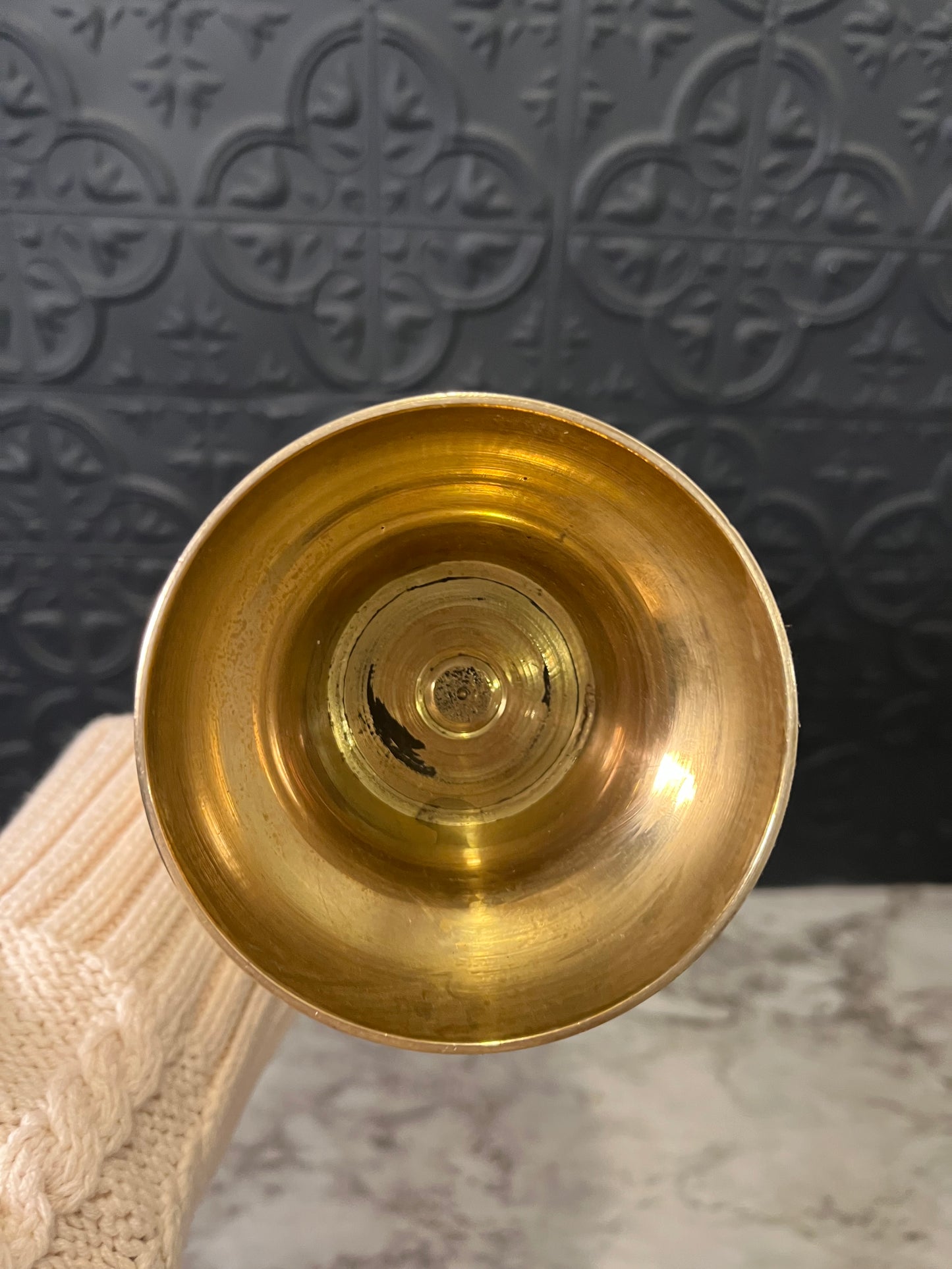 12" Brass vase with Swirl Design