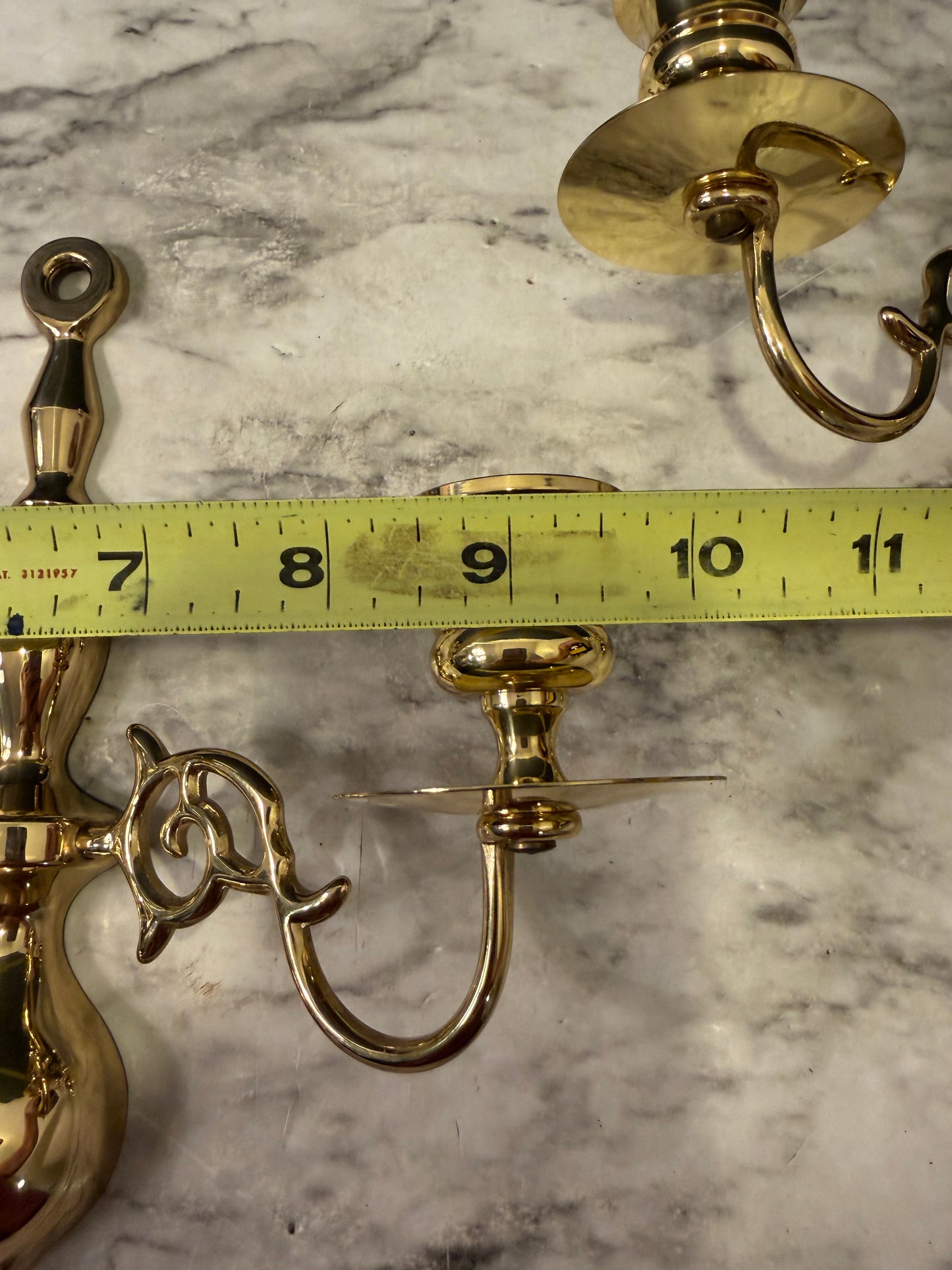 Pair of Solid Brass Double Arm Candle Chandelier