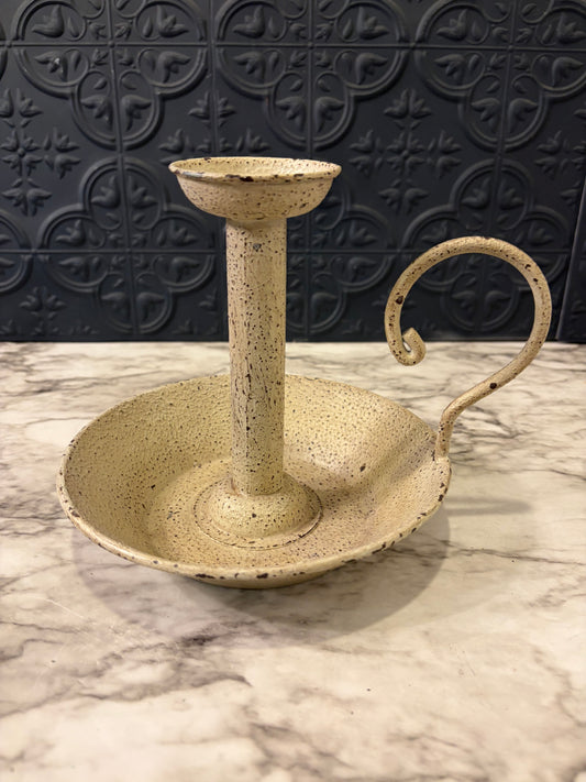 Cream Metal Chamberstick with adjustable toggle