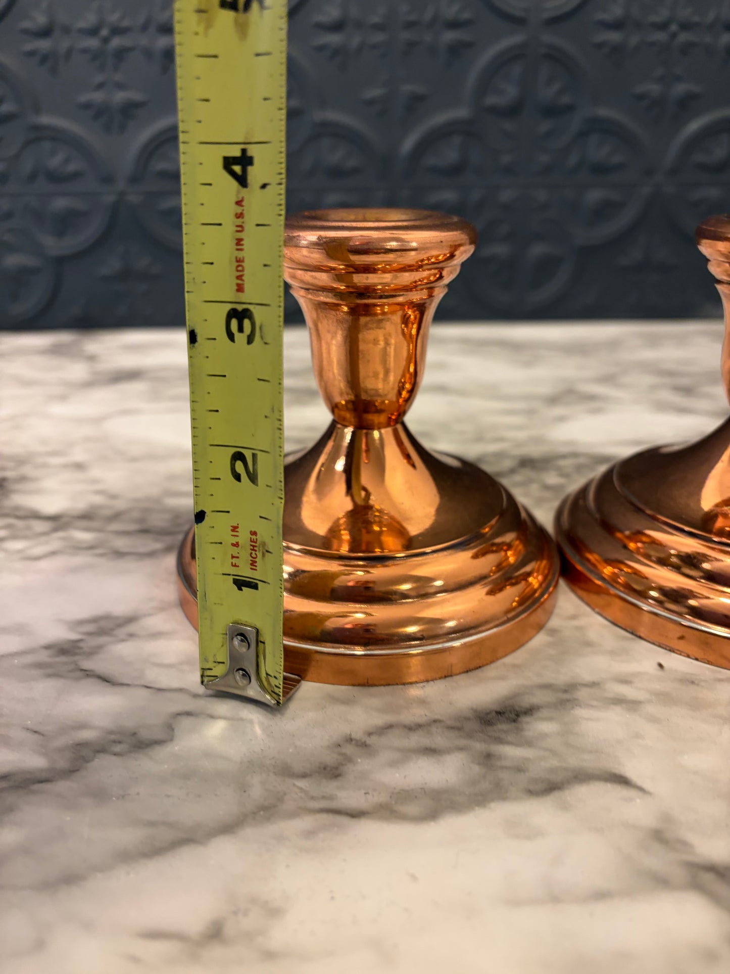 FB Rogers Silver plate Copper set of 2 candle holders