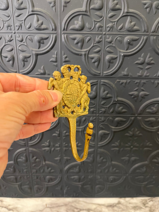 Vintage Brass Wall Hook with Cherubs