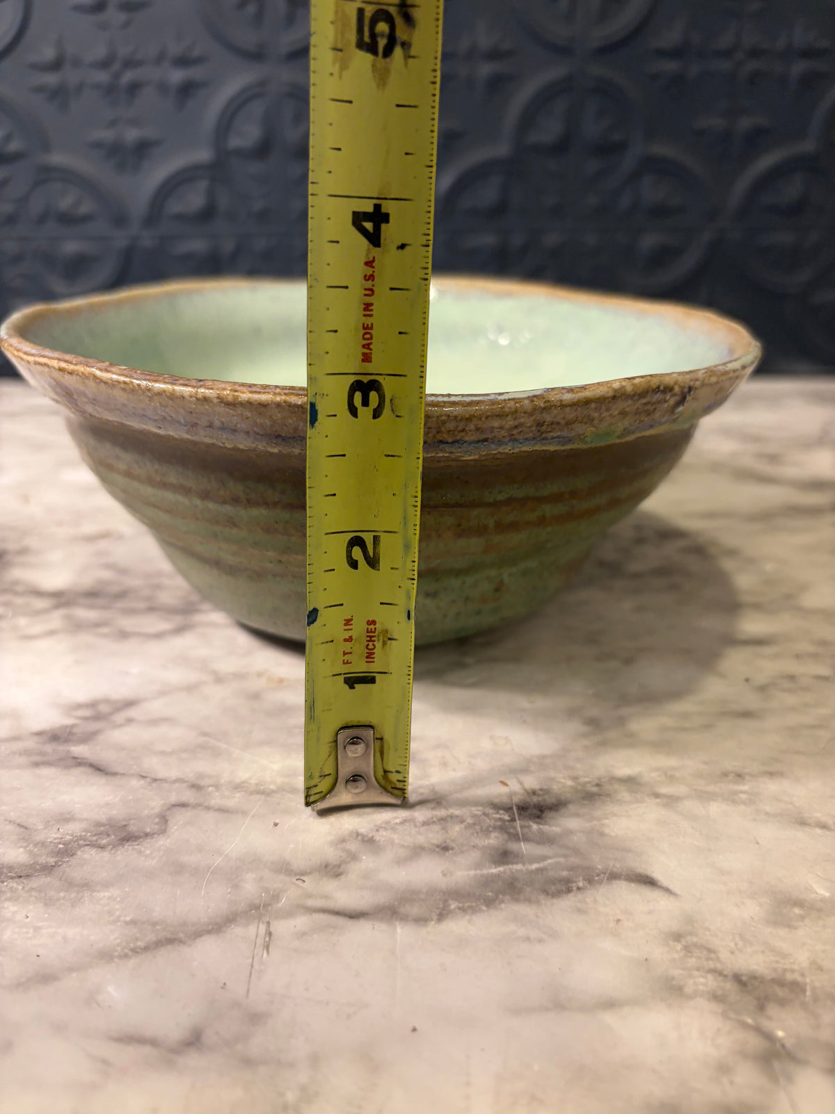 7" Teal and Purple studio pottery bowl