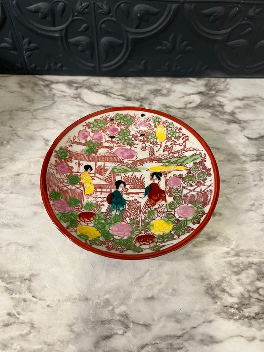 Hand Painted Japanese Plate Geisha Girl