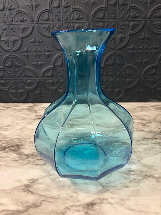 Aqua Blue Indiana Glass Octagon Vase