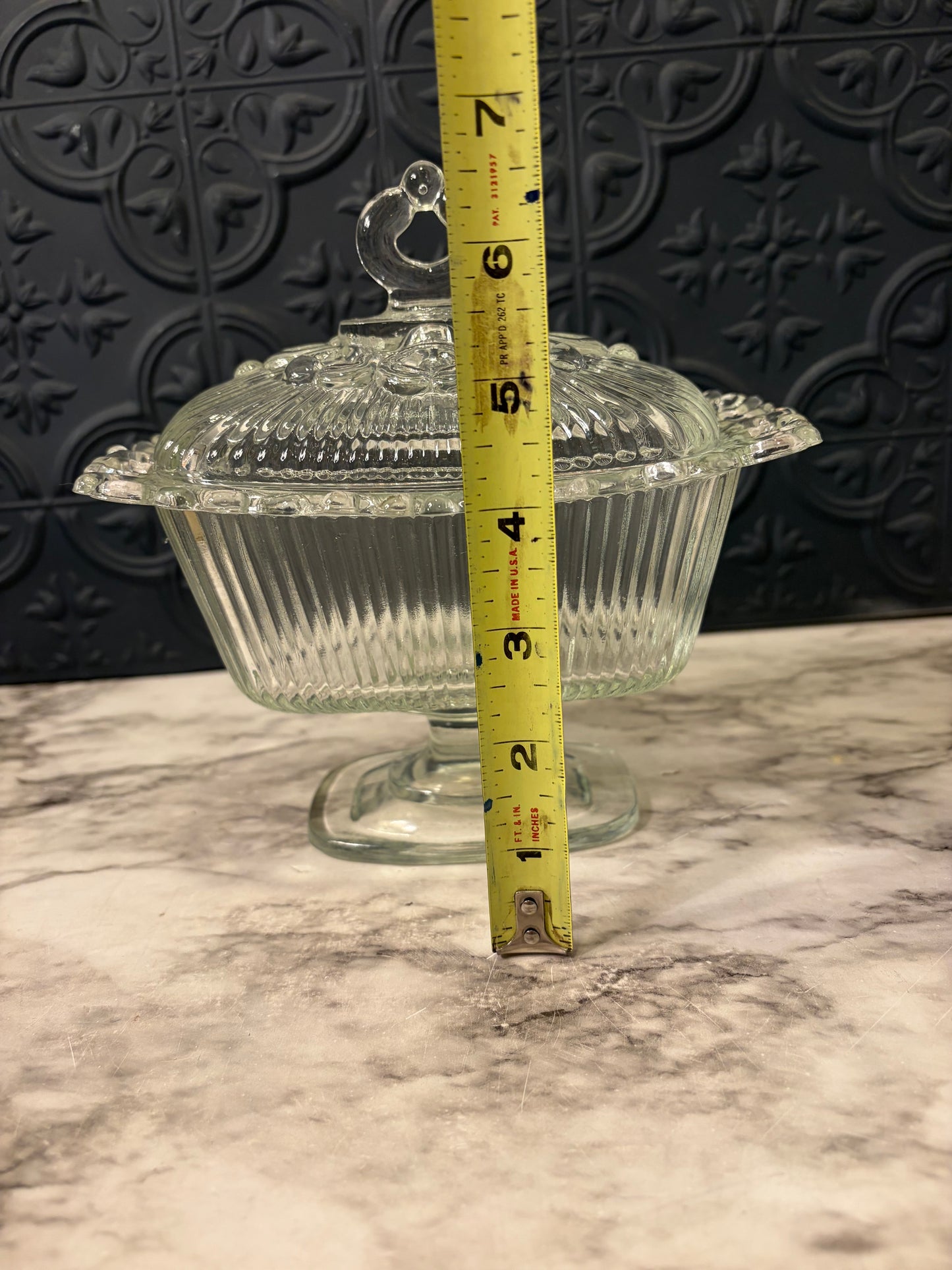 Indiana Glass Footed Candy lace edge Detail