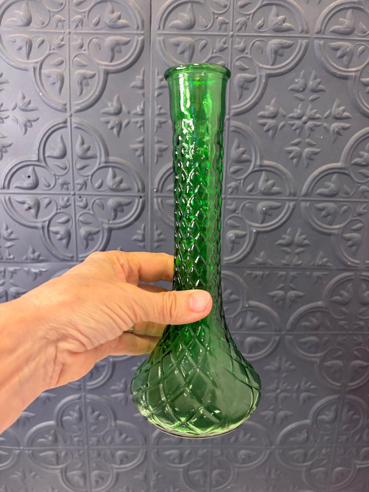 Vintage Emerald Green Hoosier Bud Vase