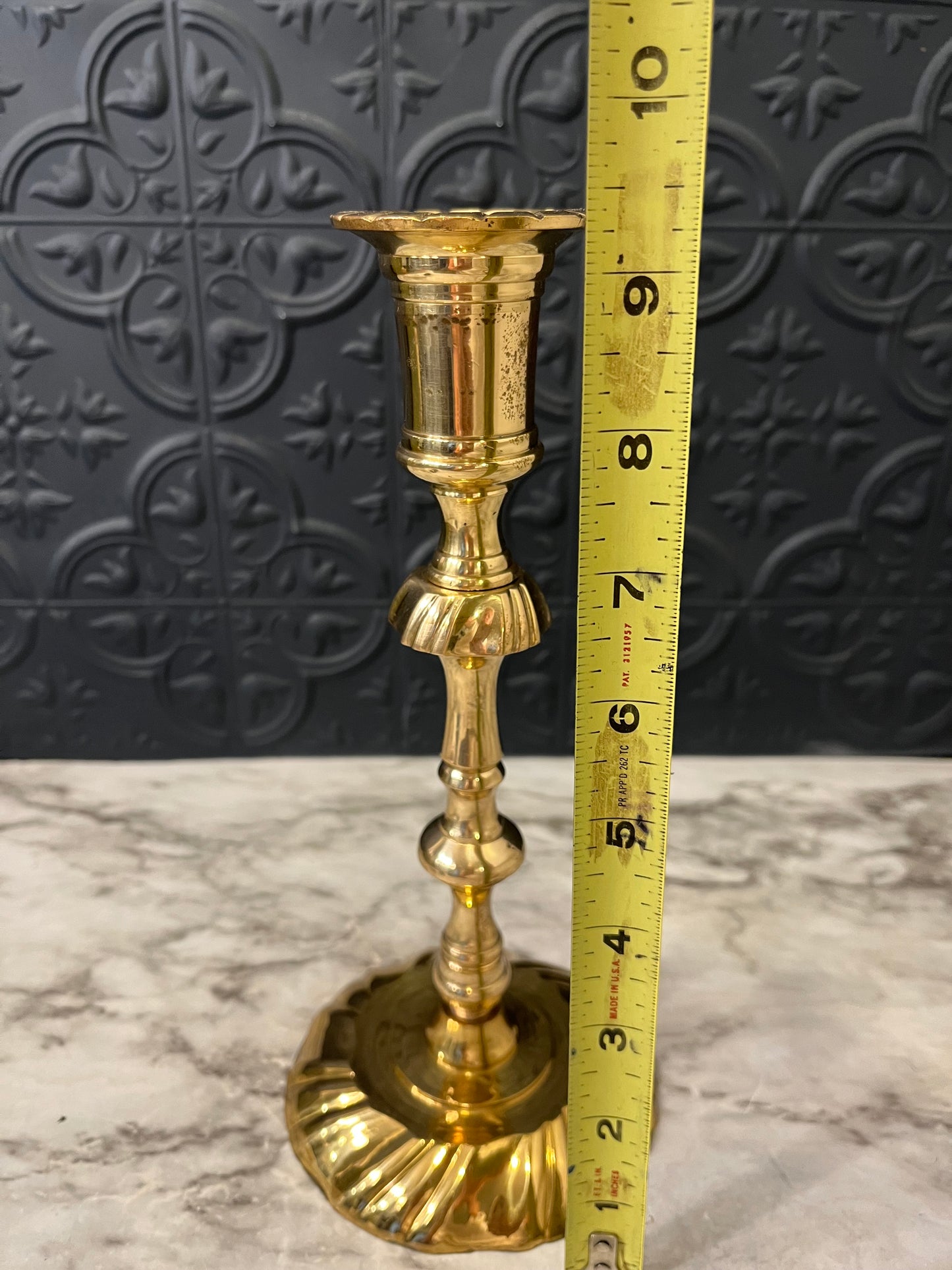Brass Candle Holder 9.5 Round swirl base