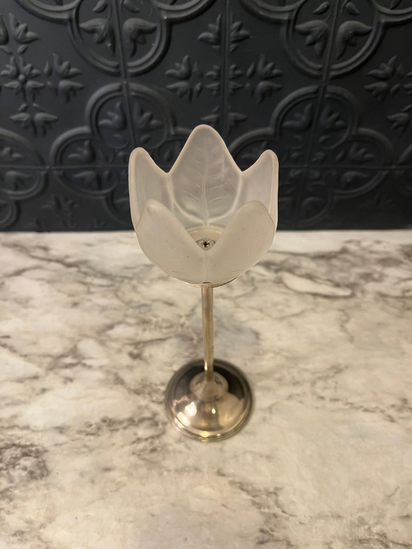 Frosted Tulip Holder Silver base