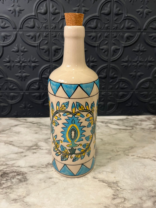 Teal and Yellow Bottle with Cork