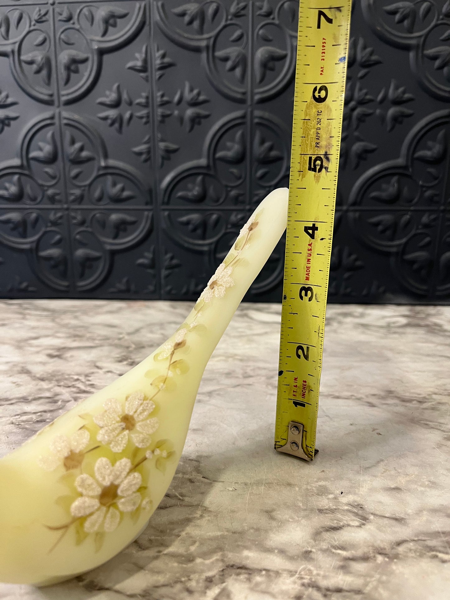 Fenton Custard Satin Glass UV Reactive Bird