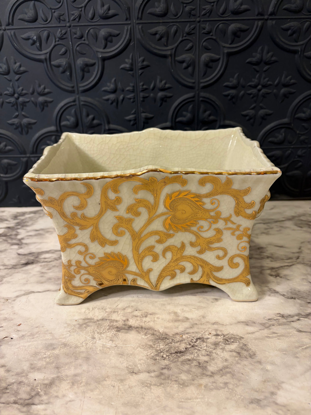 White and Gold Planter